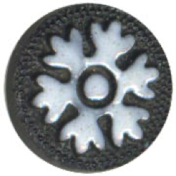 22-1.6  Radial designs (snow flake) - black glass with enamel paint